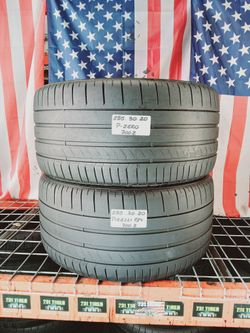 📍 2 Matching Used Tires 285/30ZR20 PIRELLI PZERO 385/30R20 MAX PED 285 30 20