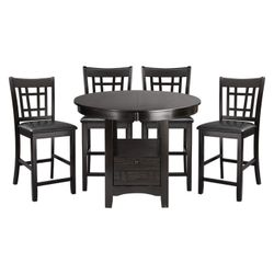 Brand New Dark Cherry Counter  Oval High Dining Table  (60 x 42 x 36.5H) + 4 Faux Leather Chairs