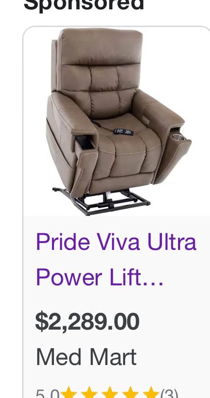 Vivalift power recliner made by Pride Mobility