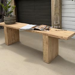 Earthy Minimalist Home Solid Wood Chunky Leg Bench 