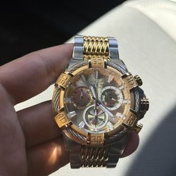 Invicta Bolt 51mm Gold Dial Stainless Steel Band Quartz Watch