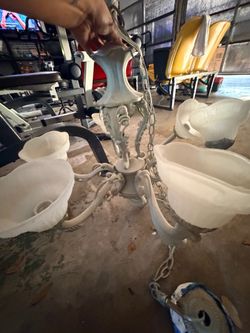 Large vintage Ornate 6-Arm chandelier