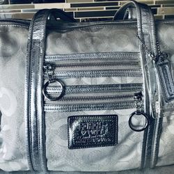 Silver color Coach tote bag with dust bag