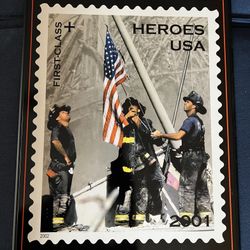 Plaque Framed New York Firefighters Raise The American Flag At Ground Zero
