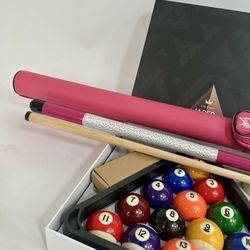 Pool Ball Set with One Stick & Case