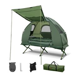 1-Person Compact Portable Pop-Up Tent/Camping Cot w/ Air Mattress & Sleeping Bag
