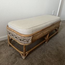 Rattan Bamboo Accent Bench 