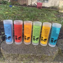 set of six frosted tumblers are vintage collectibles produced for the 1962 Seattle World's Fair by