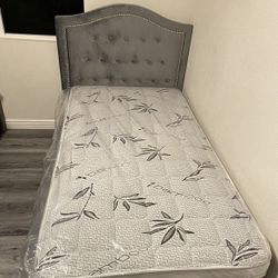 Twin Size Bed Frame With Pillow Top Mattress Included 