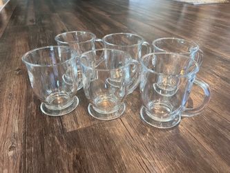 ☕ Set of 6 Clear Glass Coffee/Tea Mugs – Excellent Condition