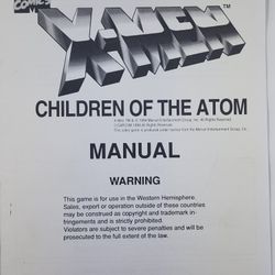 Original Arcade Manual Of X-MEN Children Of The Atom