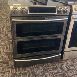Black Stainless Steel Samsung Flex Slide In Stove / Dual Oven