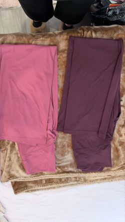 Two Pairs of Athletic Leggings Pink and Plum
