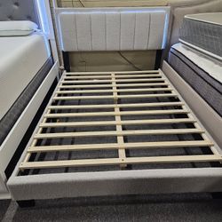 Brand New Light Gray LED Queen Platform Bedframe