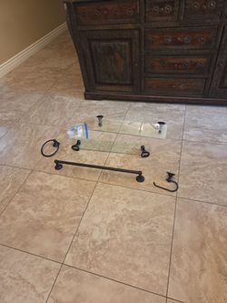 Rustic bronze bathroom set