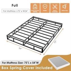D&H FURNIMMT Full Size Box Spring 7 Inch, Heavy Duty Metal Box Spring Bed Base with Fabric Cover, Mattress Foundation, Easy Assembly, Noise Free（Full）