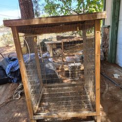 Large Bird Cage. Wooden Frame. Pan. Removable Top. For Finch, Canary, Parakeet Birds