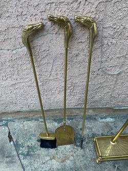 Vintage horse head fireplace tools