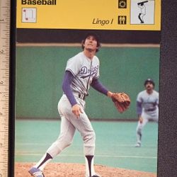 1978 Sportscaster Rick Rhoden Los Angeles Dodgers L.A. Lingo 1 Baseball Photo Large Over-sized Card Collectible Vintage Italy MLB 