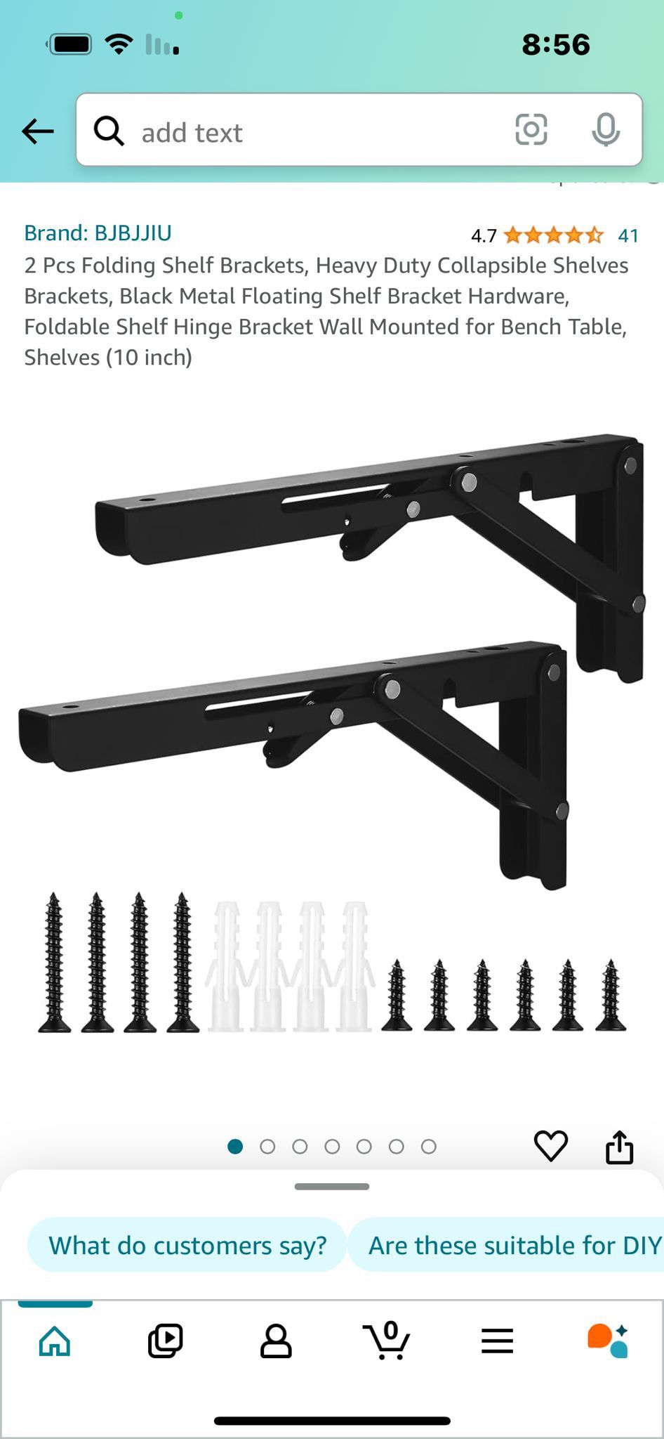 2 Pcs Folding Shelf Brackets, Heavy Duty Collapsible Shelves Brackets, Black Metal Floating Shelf Bracket Hardware, Foldable Shelf Hinge Bracket Wall