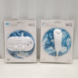 Nintendo Wii White Classic Controller & White Nunchuck OEM Brand New!