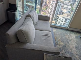 Gray Fabric Three-Seat Sofa 74"