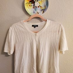 Elementz short-sleeve cardigan Textured knit pattern button-front closure XL