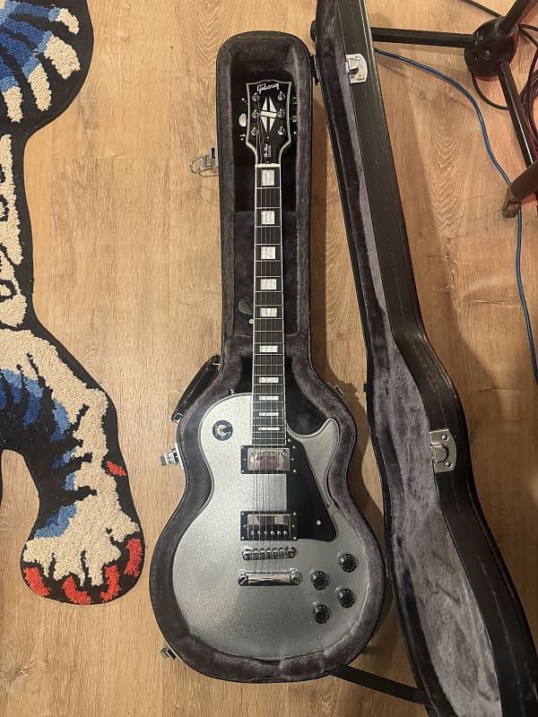 2022 Custom Shop Les Paul Custom M2M TRG Stinger Silver Sparkle Chinese Copy