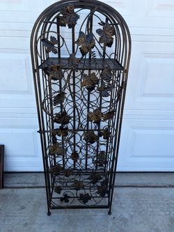 Tall Metal Wine Rack with Grapevine Design