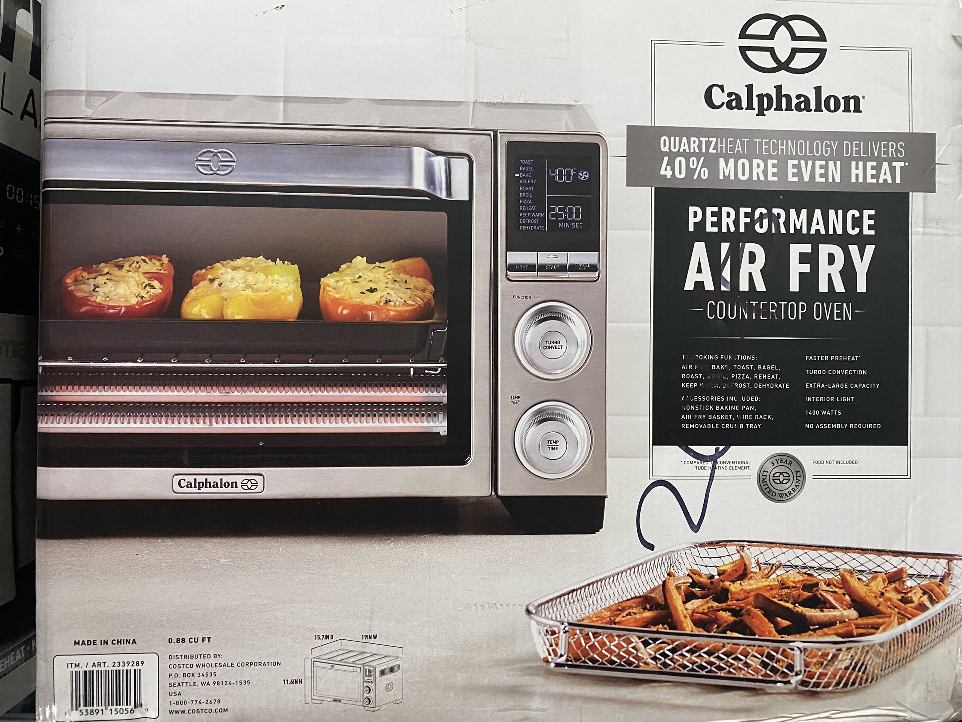 Calphalon Quartz Heat Countertop Toaster Oven with Air Fry, 0.88 Cu. Ft. 