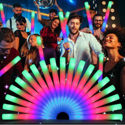  64 Pack Foam Glow Sticks, Bulk LED Foam Sticks,