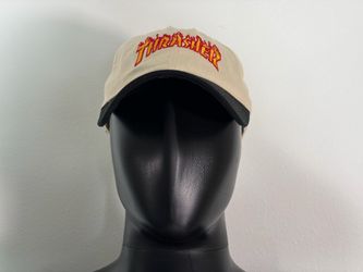 Thrasher Flame 🔥 Skateboarding Skateboard Skate Dad Baseball Hat Cap (Beige, Cream, Black)