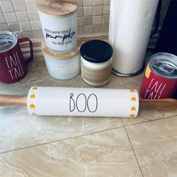 Rae Dunn Halloween Boo Candy Corn Rolling Pin NWT