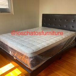 Full size bed frame and mattress