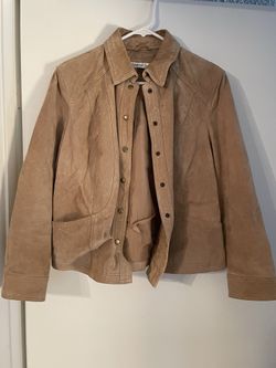 Coldwater Creek Women's Petite Large Brown Suede Leather Jacket