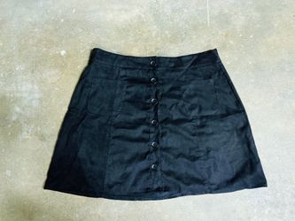 Black High Waisted Button Up Skirt