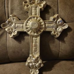 Vintage Decorative Cross Artisan Cast Intricate Detailing Handmade Religion Art