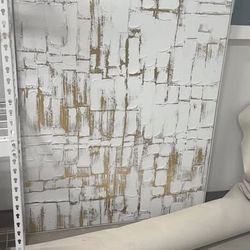 Abstract Art White Gold Textured