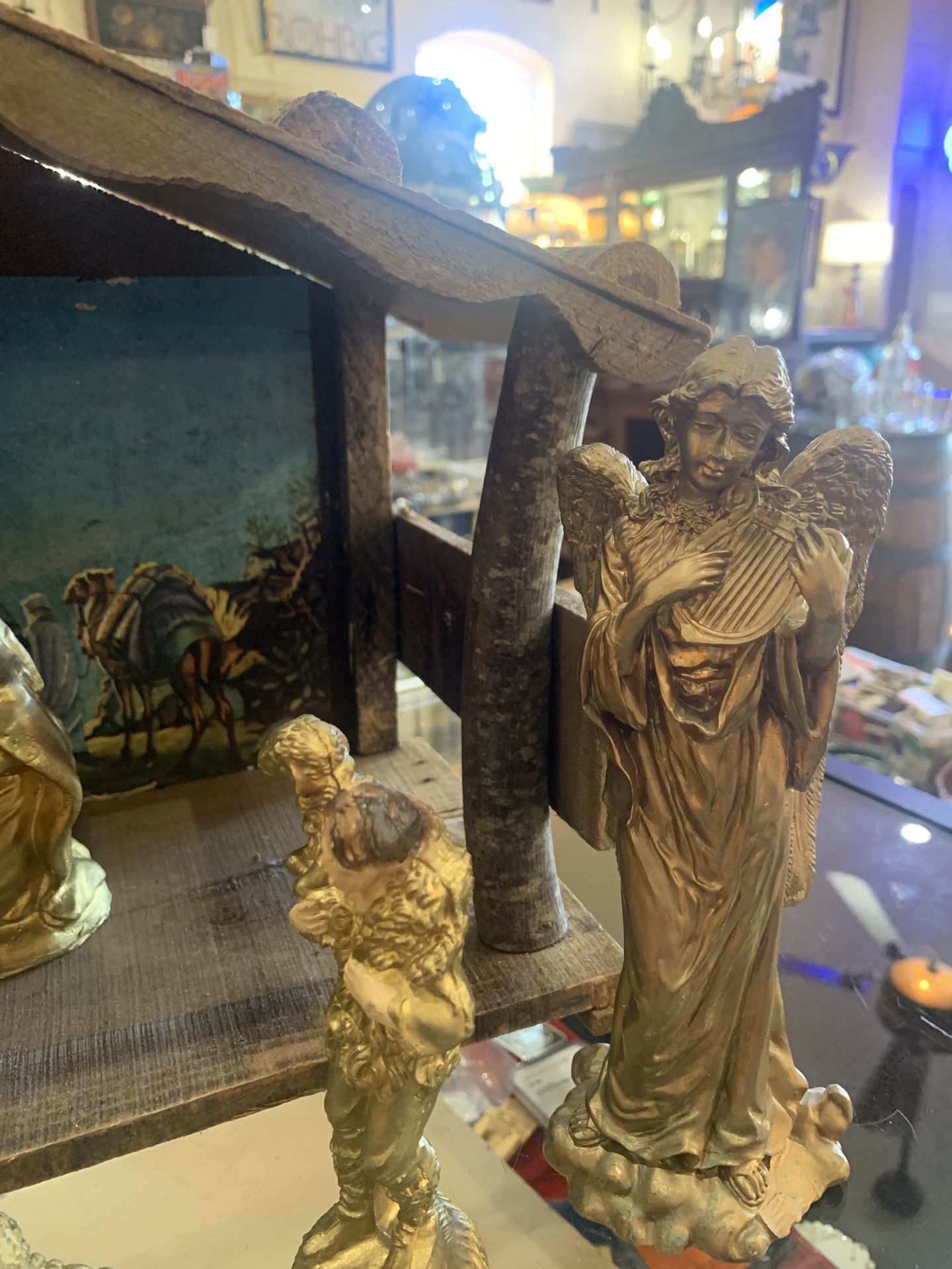 17x8x11 Nativity set manger scene MADE IN ITALY CHRISTMAS.  Johanna at Antiques and More. Located at 316b Main Street Buda. Antiques vintage retro fur