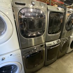 LG STEAM XL CAPACITY WASHER DRYER SET with WARRANTY ATTACHMENTS DELIVERY 