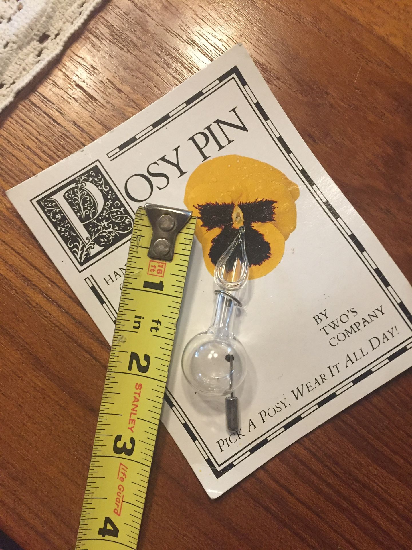 Vintage Posy Pin Glass Pin For Small Flower