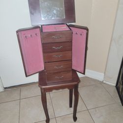 Standing Jewelry Cabinet Jewelry Armoire with Drawers & Mirrors