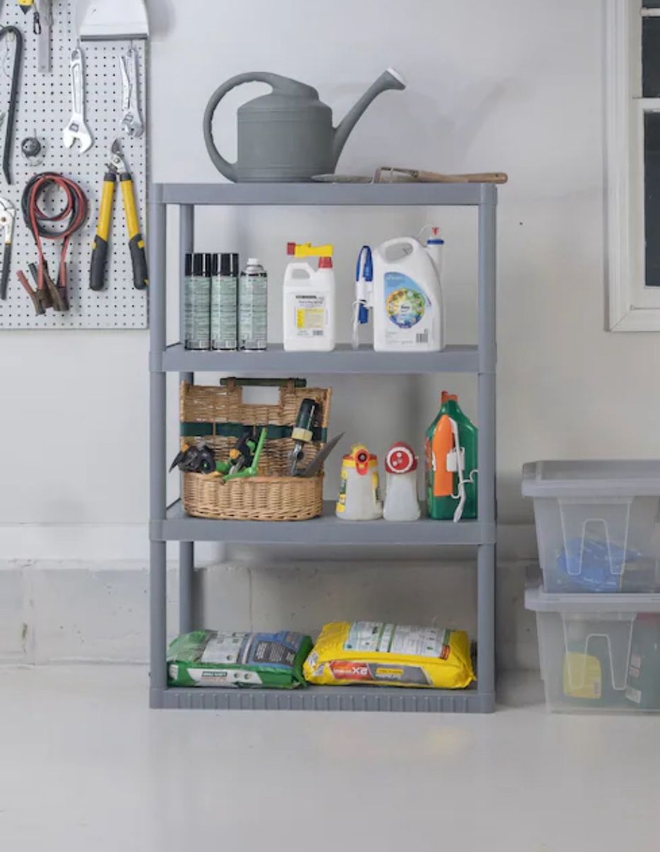 Gray Plastic Utility shelving unit ( 34.75-in W x 15.06-in D x 52.625-in H )
