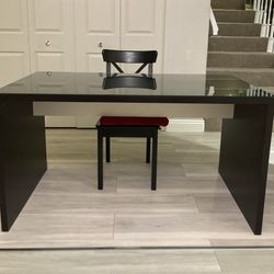 Ikea Malm Black Brown Desk with Glass Top for Sale in Phoenix, AZ - OfferUp