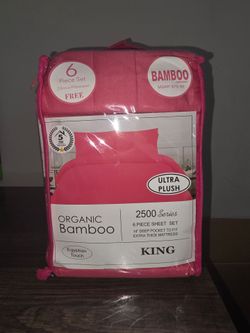 Organic Bamboo King Sheet Set 6-Piece Pink