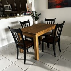 Wood Dining Table With 4 Chairs