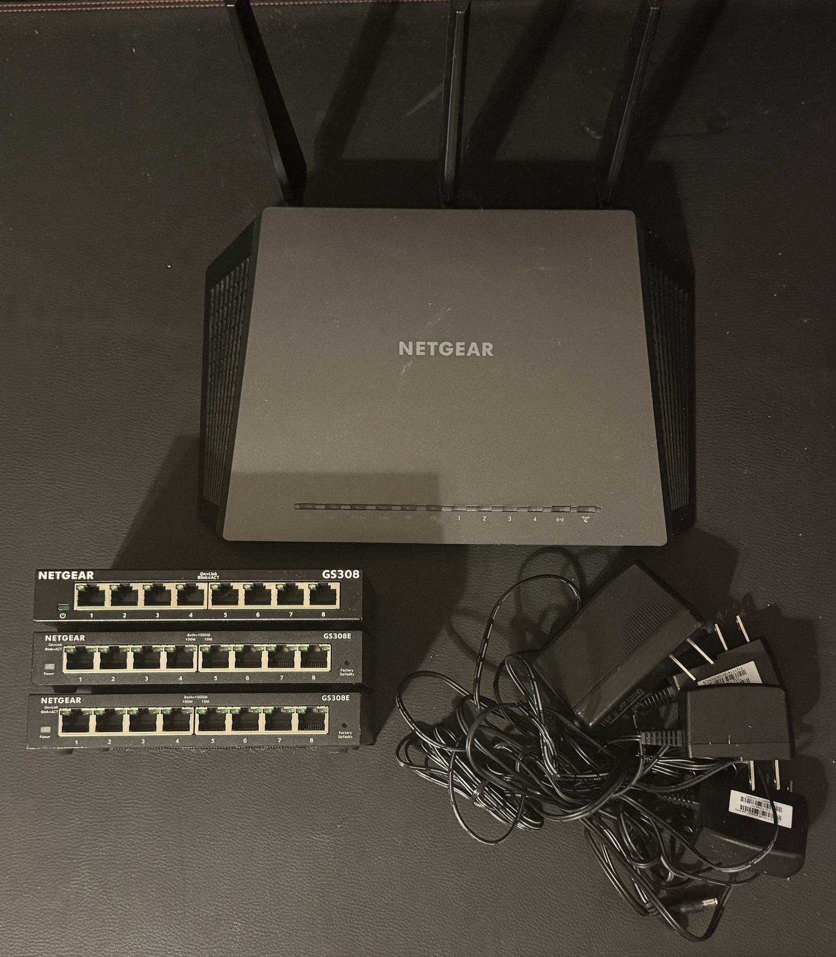 NETGEAR Nighthawk R7000 Router and (3x) NETGEAR Network Switches Bundle