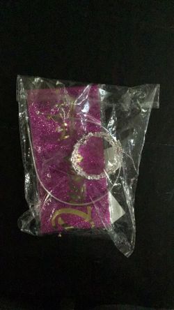 Birthday queen sash for women with a purple crown and headband