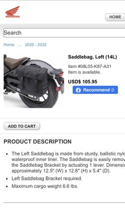 Honda Rebel Saddle Bags 300/500 CMX 500 CMX 300