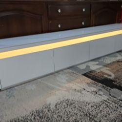 Aether-95" Modern White Media Console with Adjustable